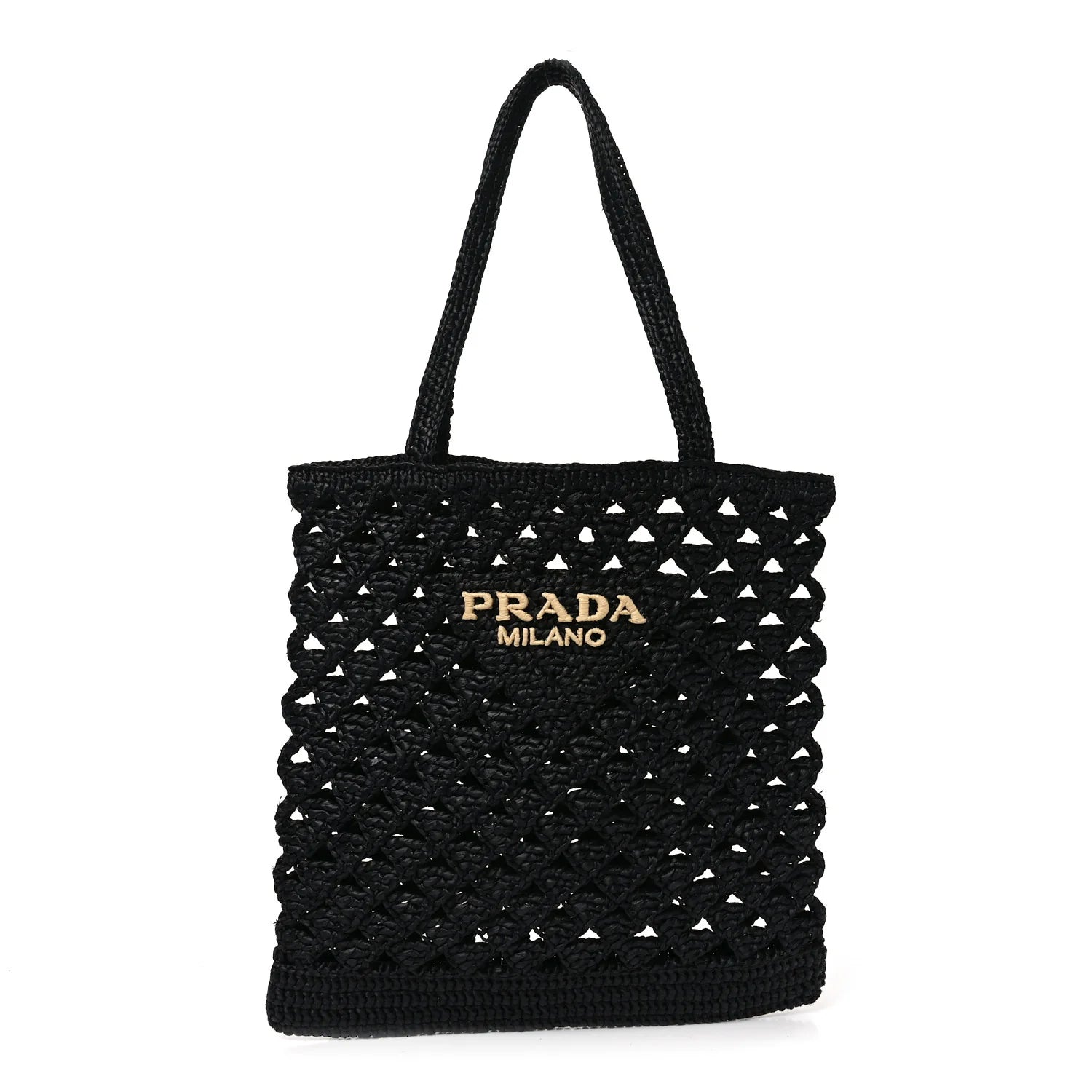 Prada Black Raffia Tote Bag