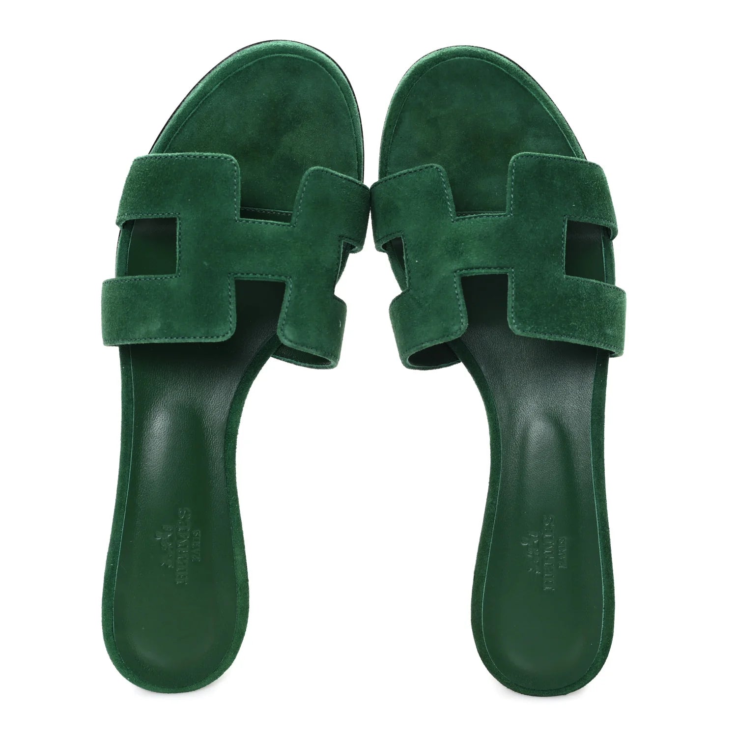 Hermes Green Suede Oasis Sandals