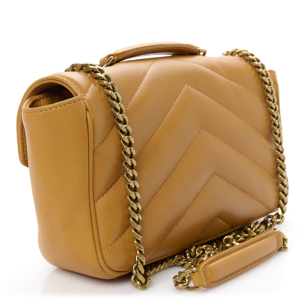 Saint Laurent Yellow Quilted Leather Bag