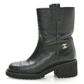 Chanel Black Leather CC Boots