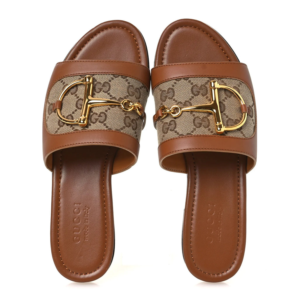 Gucci GG Monogram Leather Slides