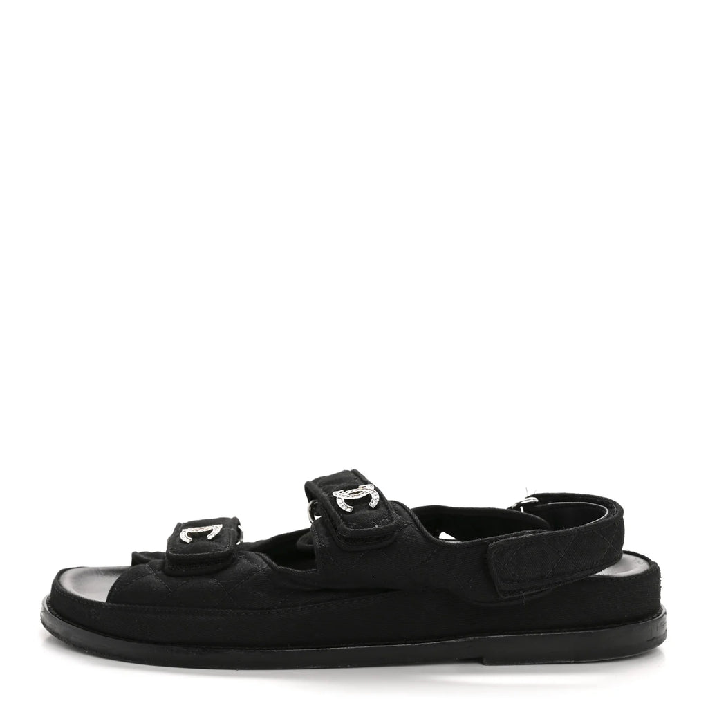 Chanel Black Quilted Fabric Sandals