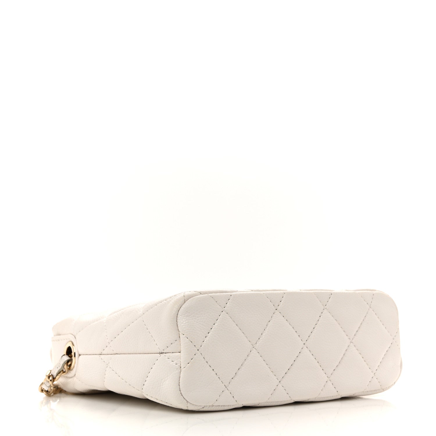 Chanel White Quilted Caviar Hobo