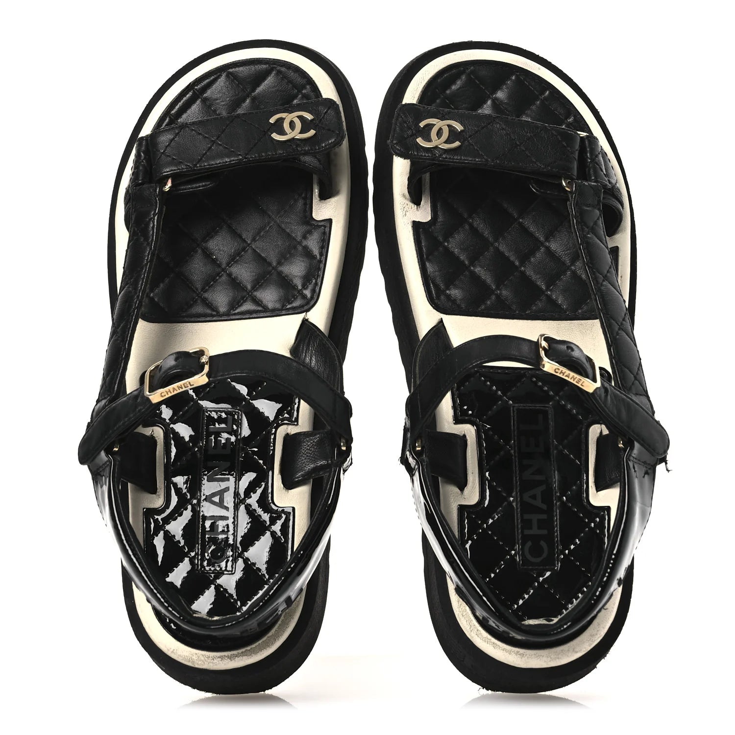 Chanel Black Quilted Platform Sandals