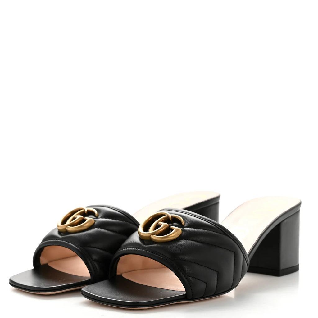 Gucci Black Quilted Leather Mules