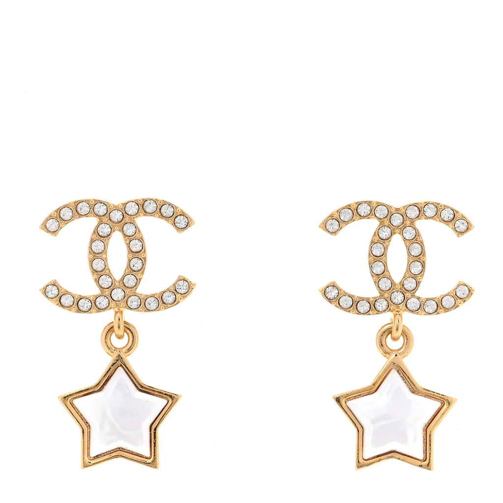 Chanel Gold Crystal Star Earrings