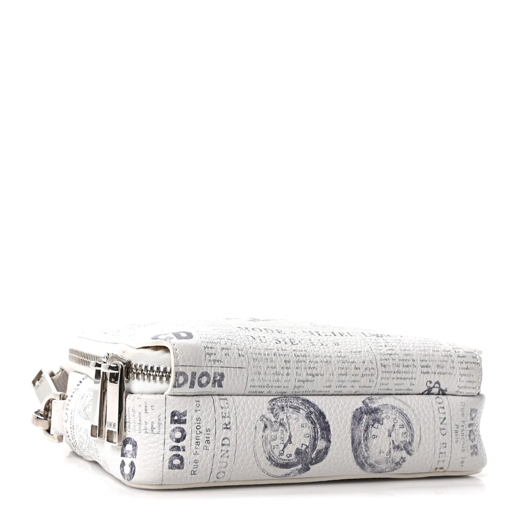 Dior White Newspaper Grained Bag
