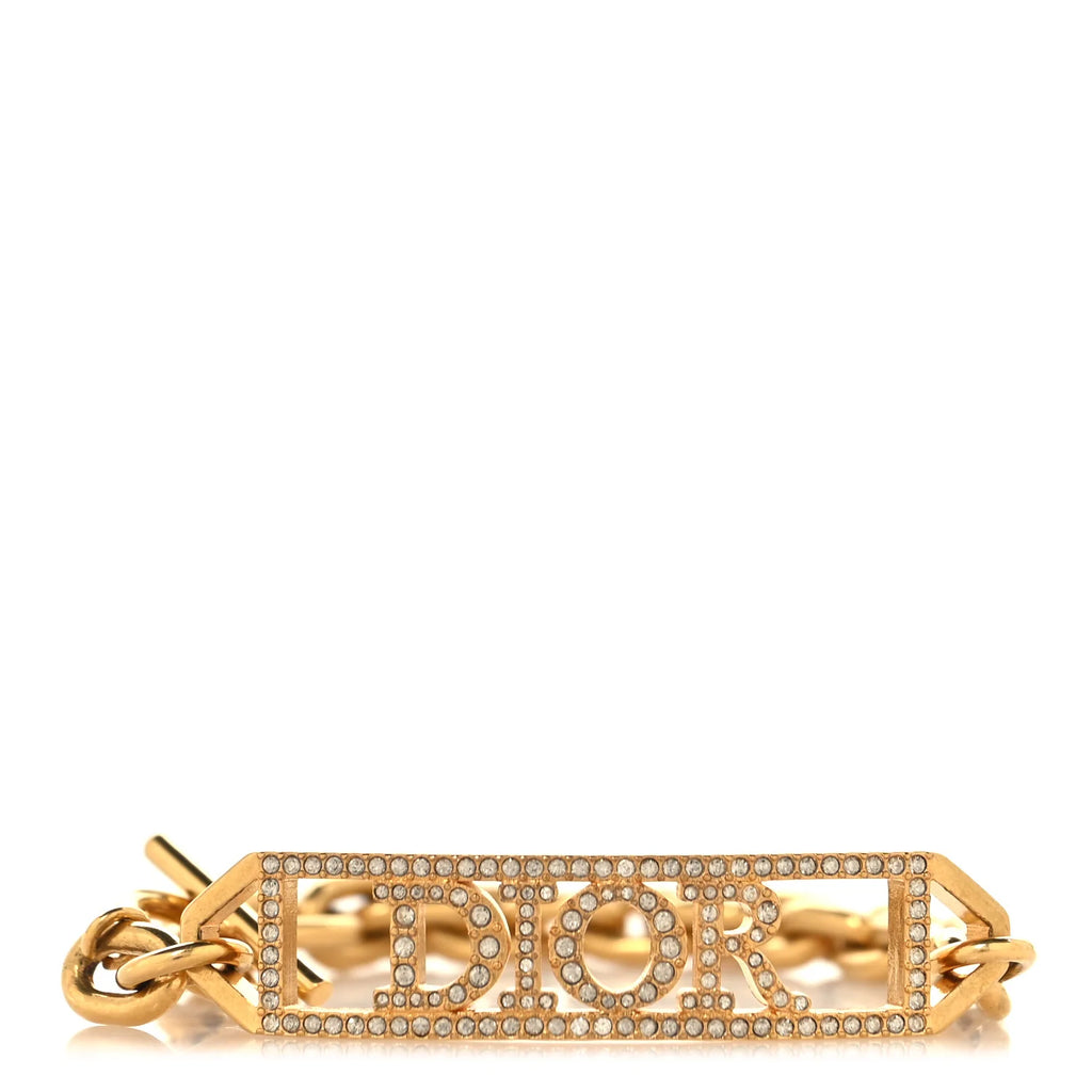 Dior Gold Crystal Logo Bracelet