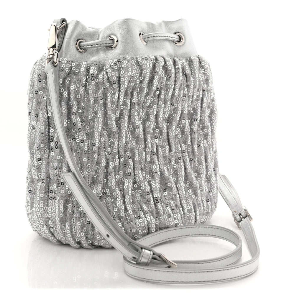 Miu Miu Silver Sequin Bucket