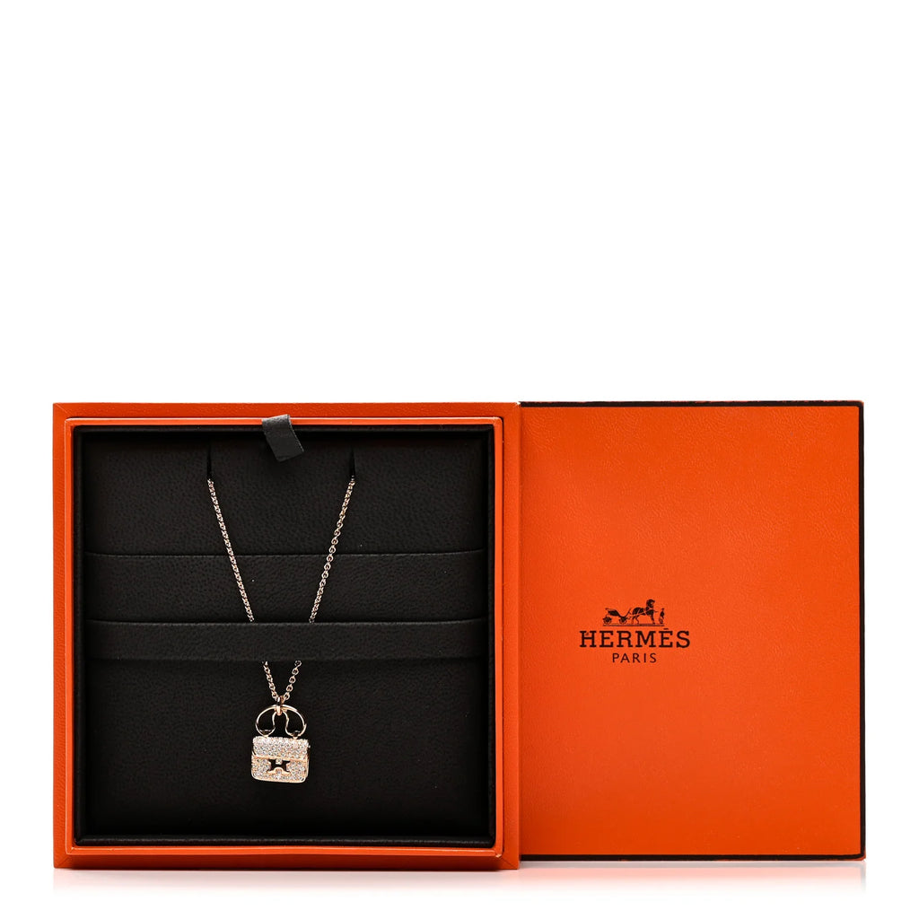 Hermes Rose Gold Diamond Constance Necklace