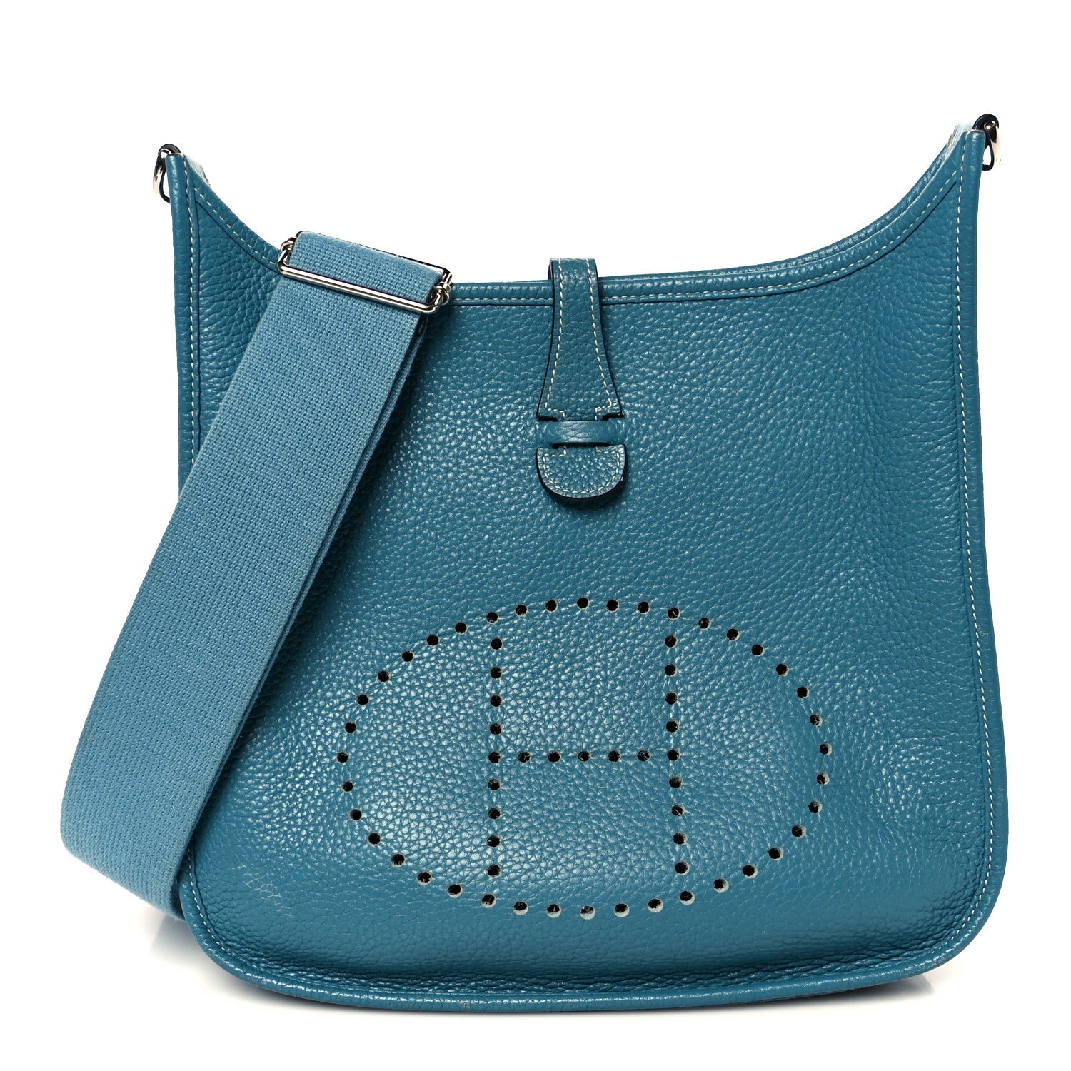 Hermes Blue Grained Leather Evelyne