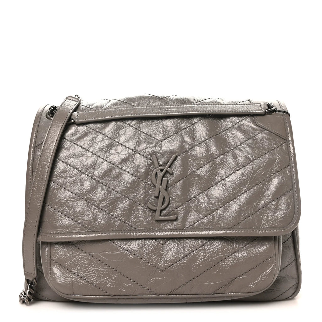 Saint Laurent Grey Crinkled Niki