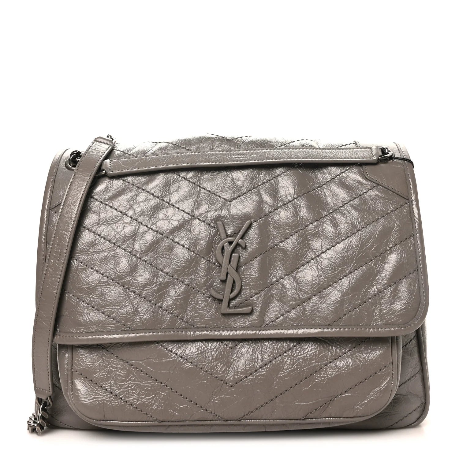 Saint Laurent Grey Crinkled Niki