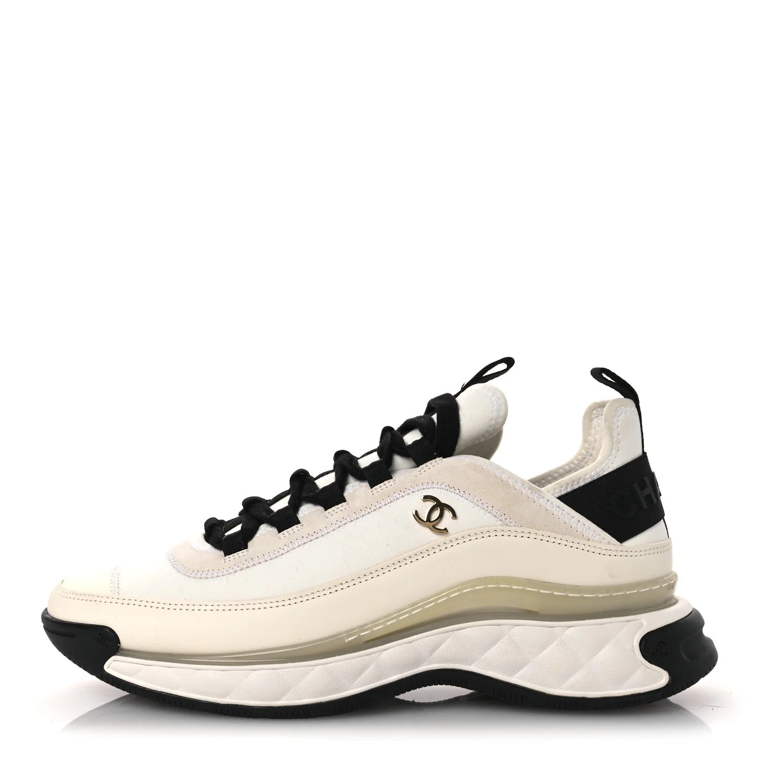 Chanel White Leather Mesh Sneakers