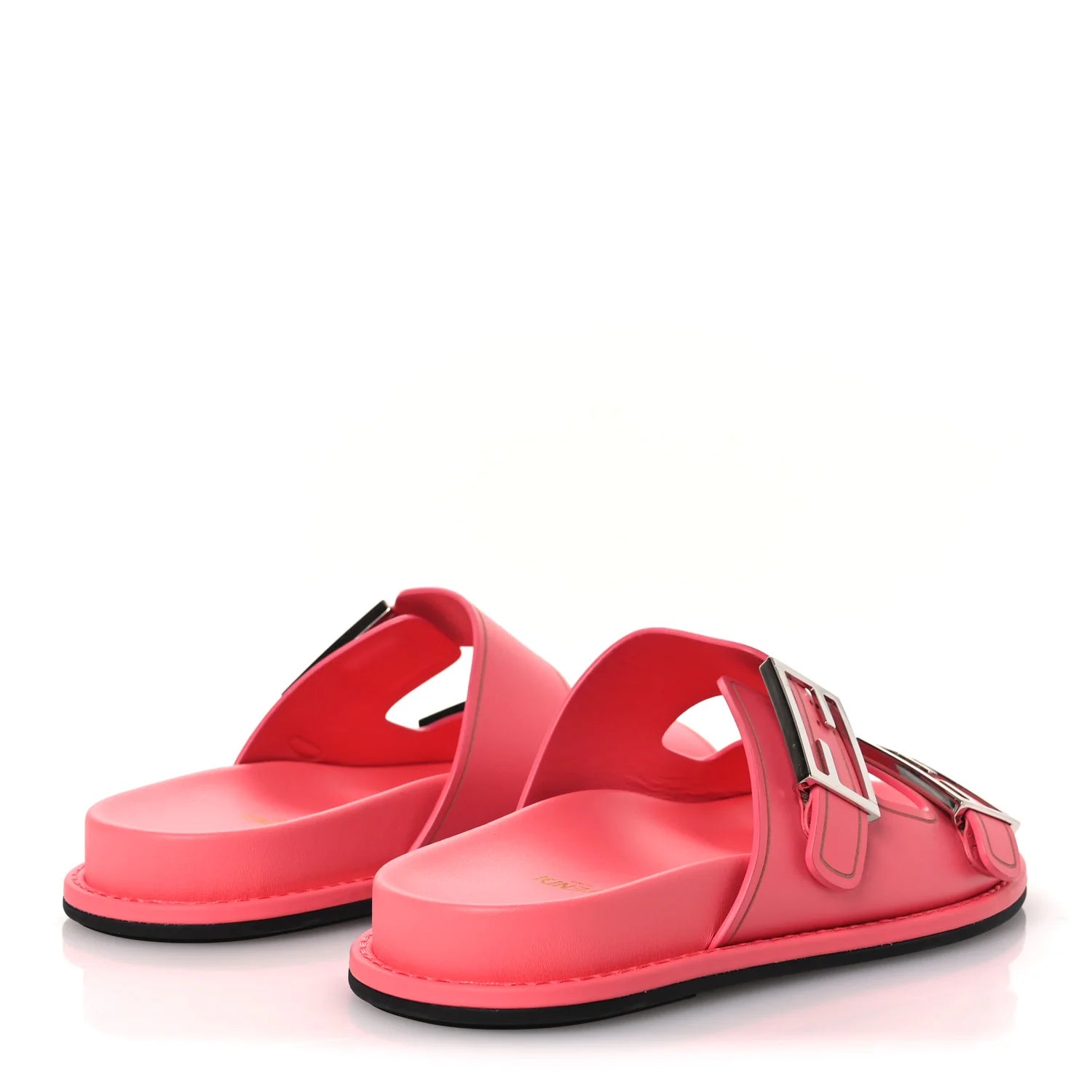Fendi Pink Leather Buckle Slides