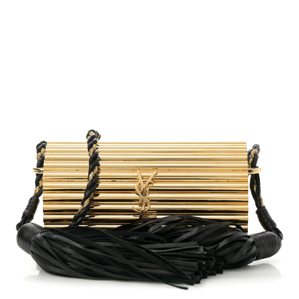 Saint Laurent Gold Ribbed Minaudiere
