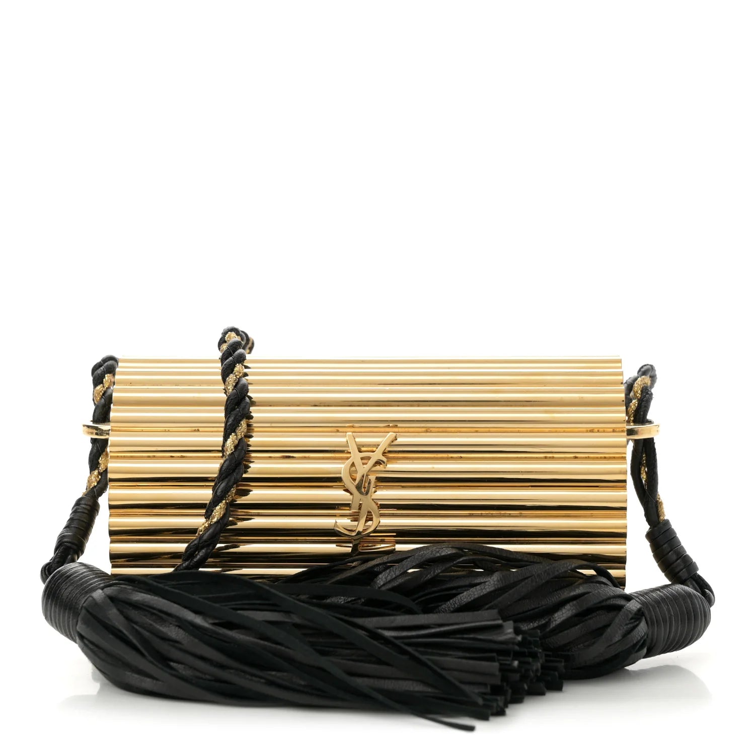 Saint Laurent Gold Ribbed Minaudiere