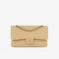 Chanel Beige Quilted Caviar Flap