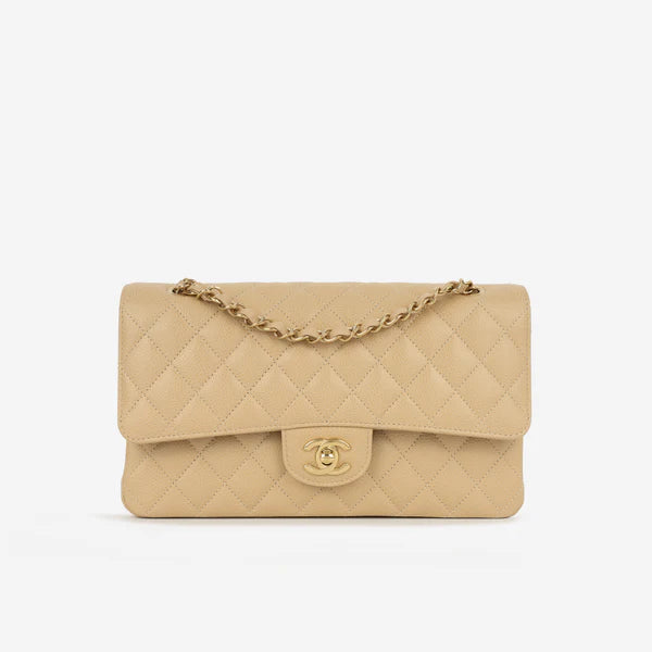 Chanel Beige Quilted Caviar Flap