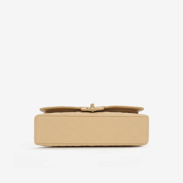 Chanel Beige Quilted Caviar Flap
