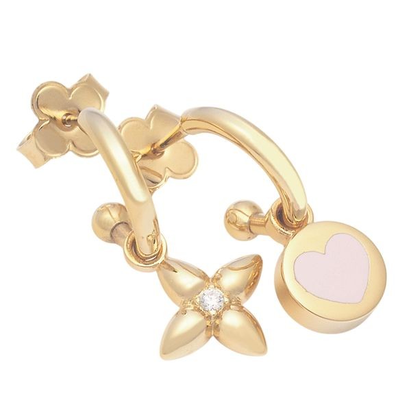 Louis Vuitton Gold Heart Monogram Earrings