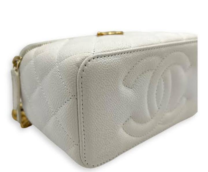 Chanel White Quilted Vanity Bag