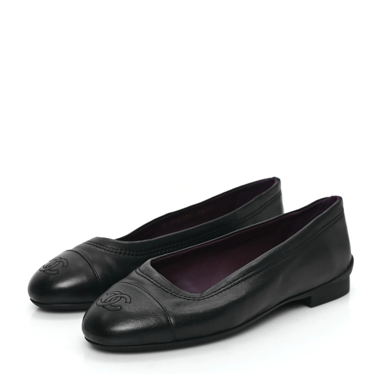 Chanel Black Leather Ballet Flats
