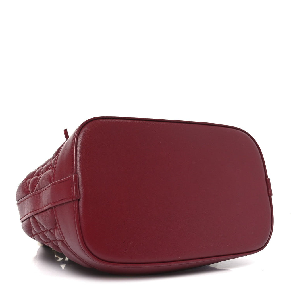 Dior Burgundy Quilted Leather Bucket Bag