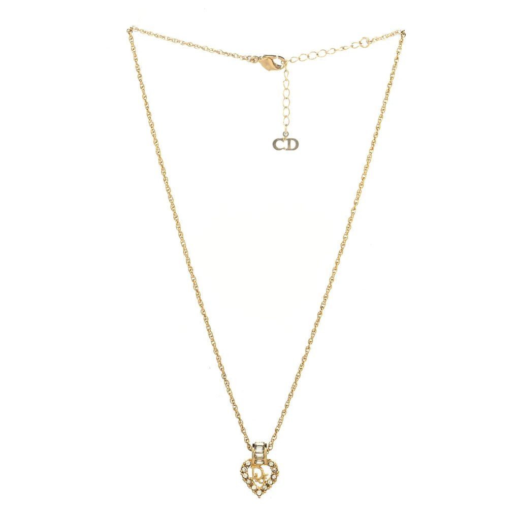 Dior Gold Crystal Heart Necklace