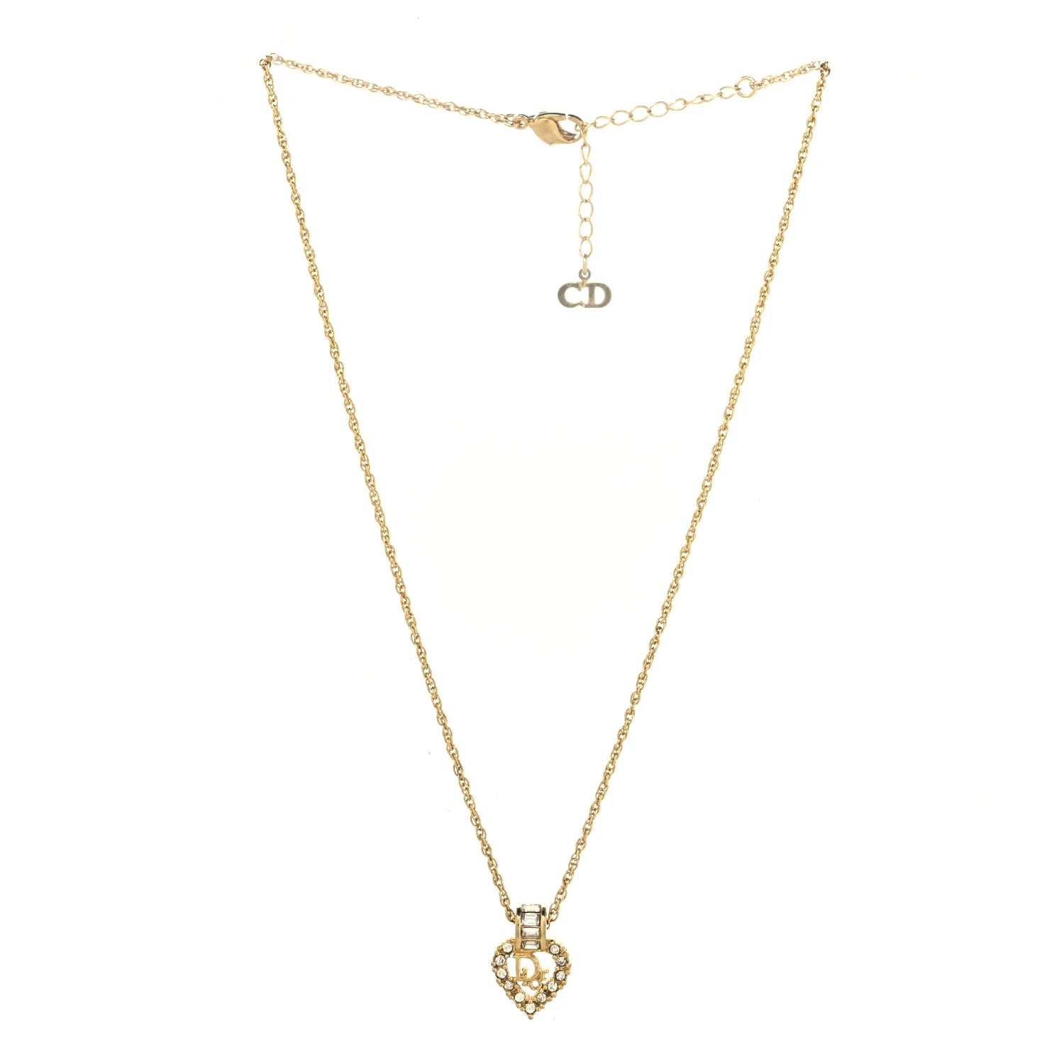 Dior Gold Crystal Heart Necklace