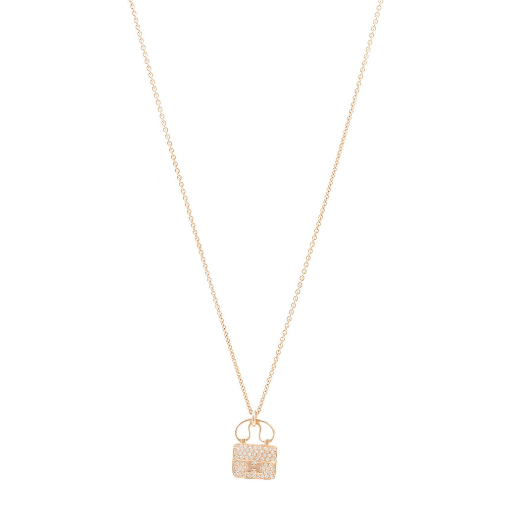 Hermes Gold Diamond Birkin Necklace