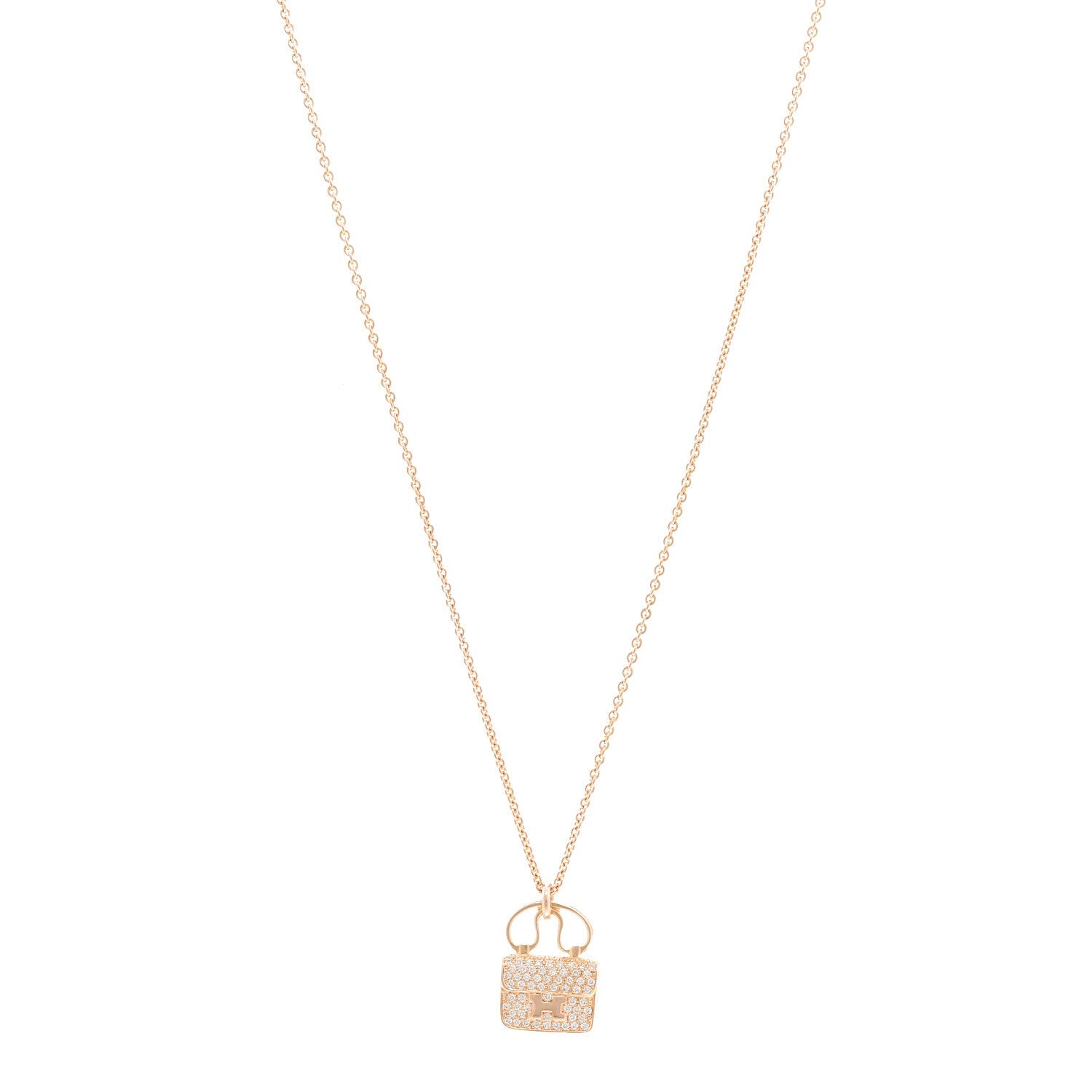 Hermes Gold Diamond Birkin Necklace