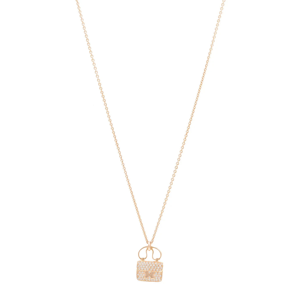 Hermes Rose Gold Diamond Constance Necklace