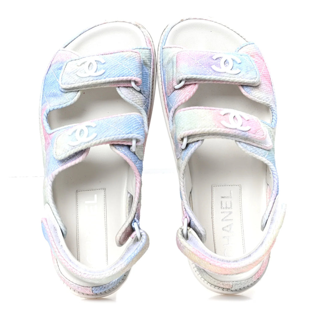 Chanel Multicolor Quilted Fabric Sandals