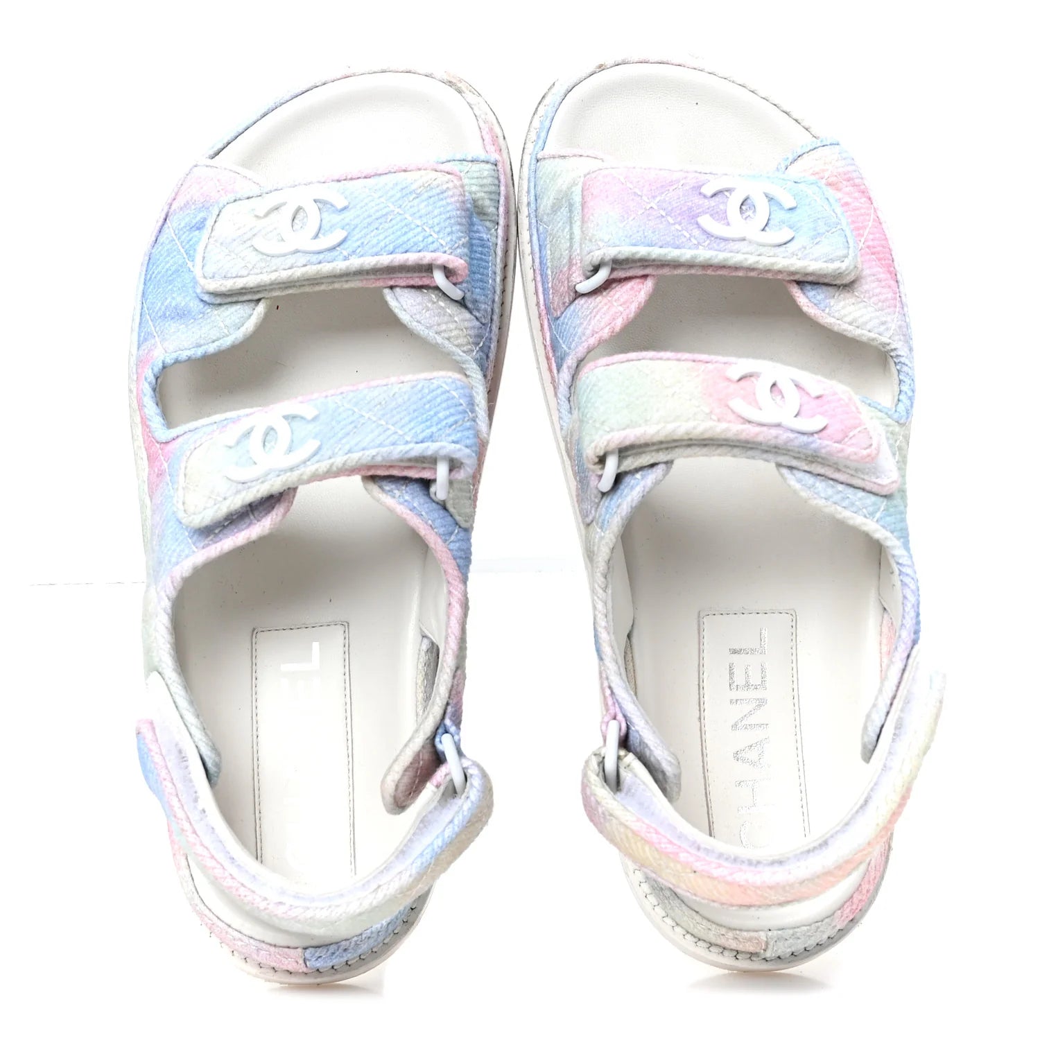 Chanel Multicolor Quilted Fabric Sandals