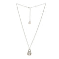 Dior Silver Crystal Logo Necklace
