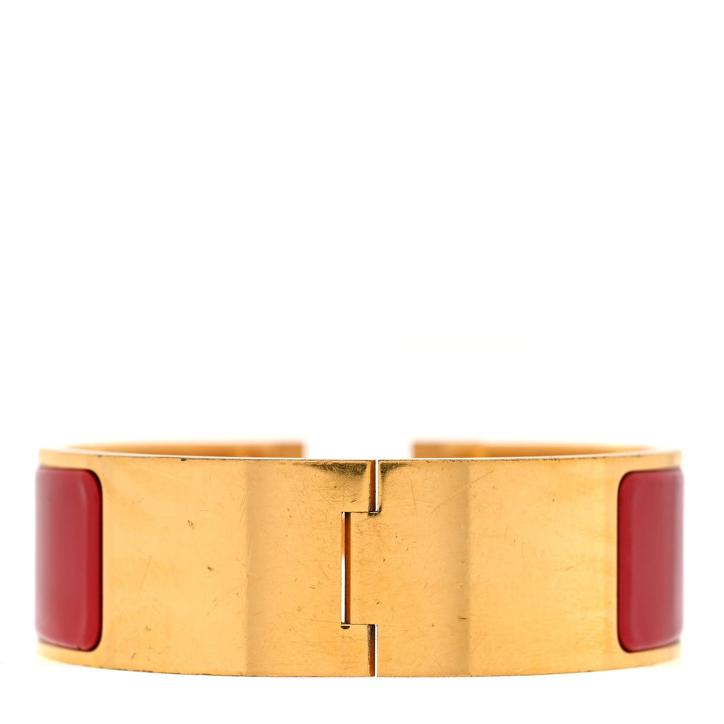 Hermes Red Enamel Gold Clic H Bracelet