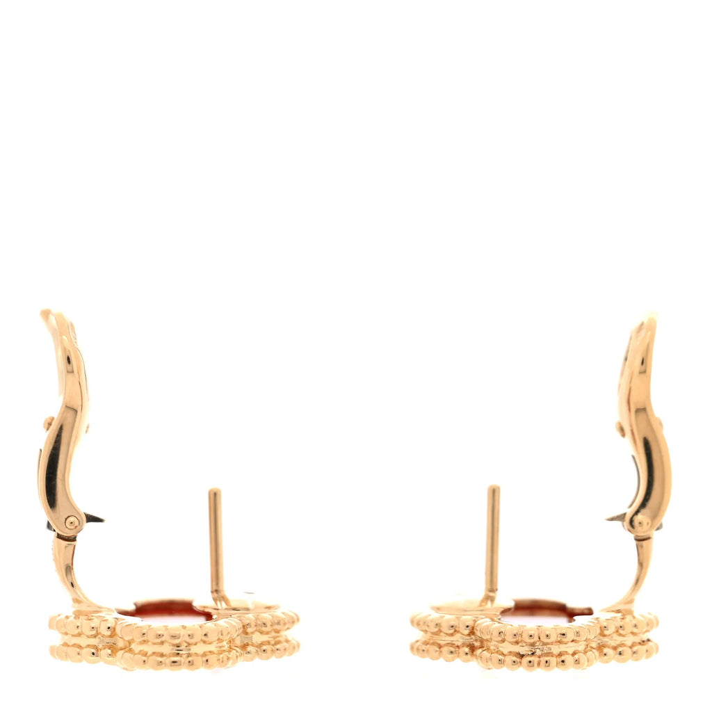 Van Cleef Carnelian Alhambra Earrings