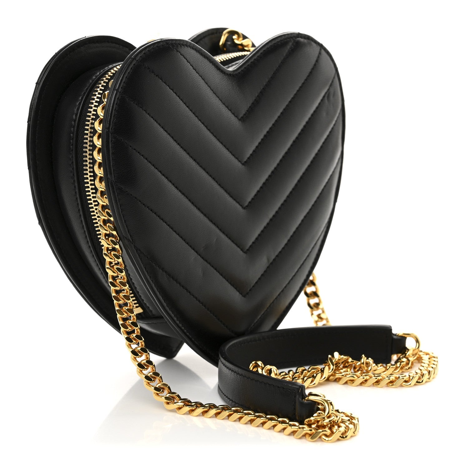 Saint Laurent Black Quilted Heart Bag