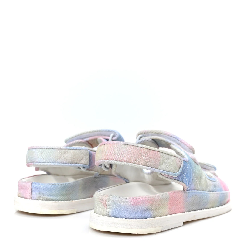 Chanel Multicolor Quilted Fabric Sandals