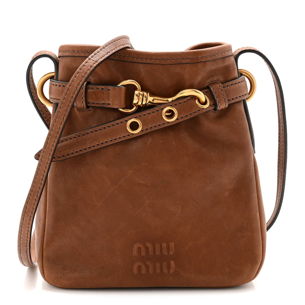 Miu Miu Brown Leather Bucket Bag