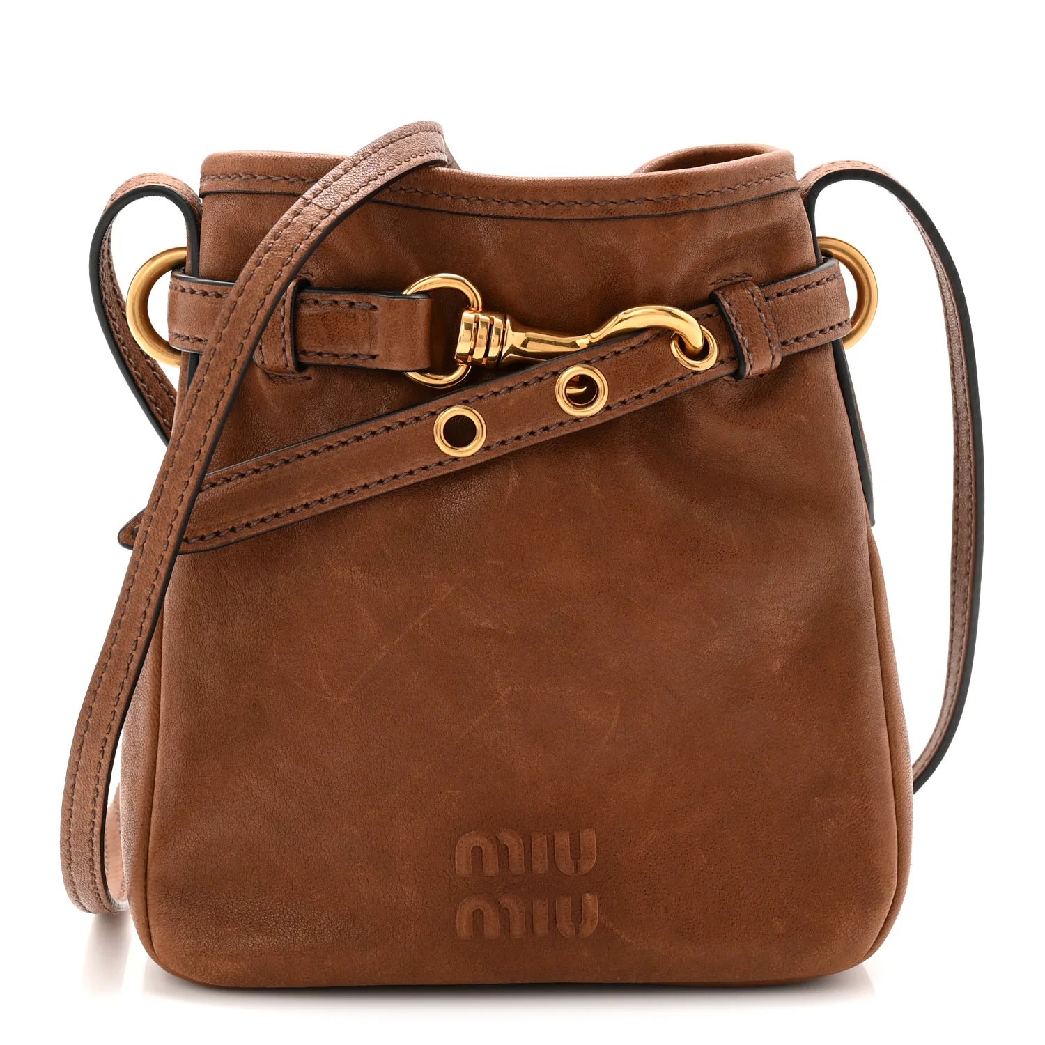 Miu Miu Brown Leather Bucket Bag
