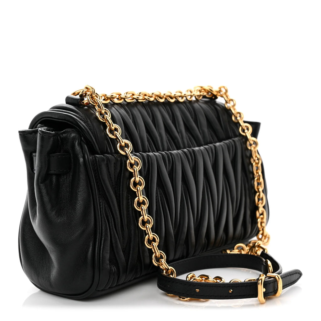 Miu Miu Black Matelassé Shoulder Bag