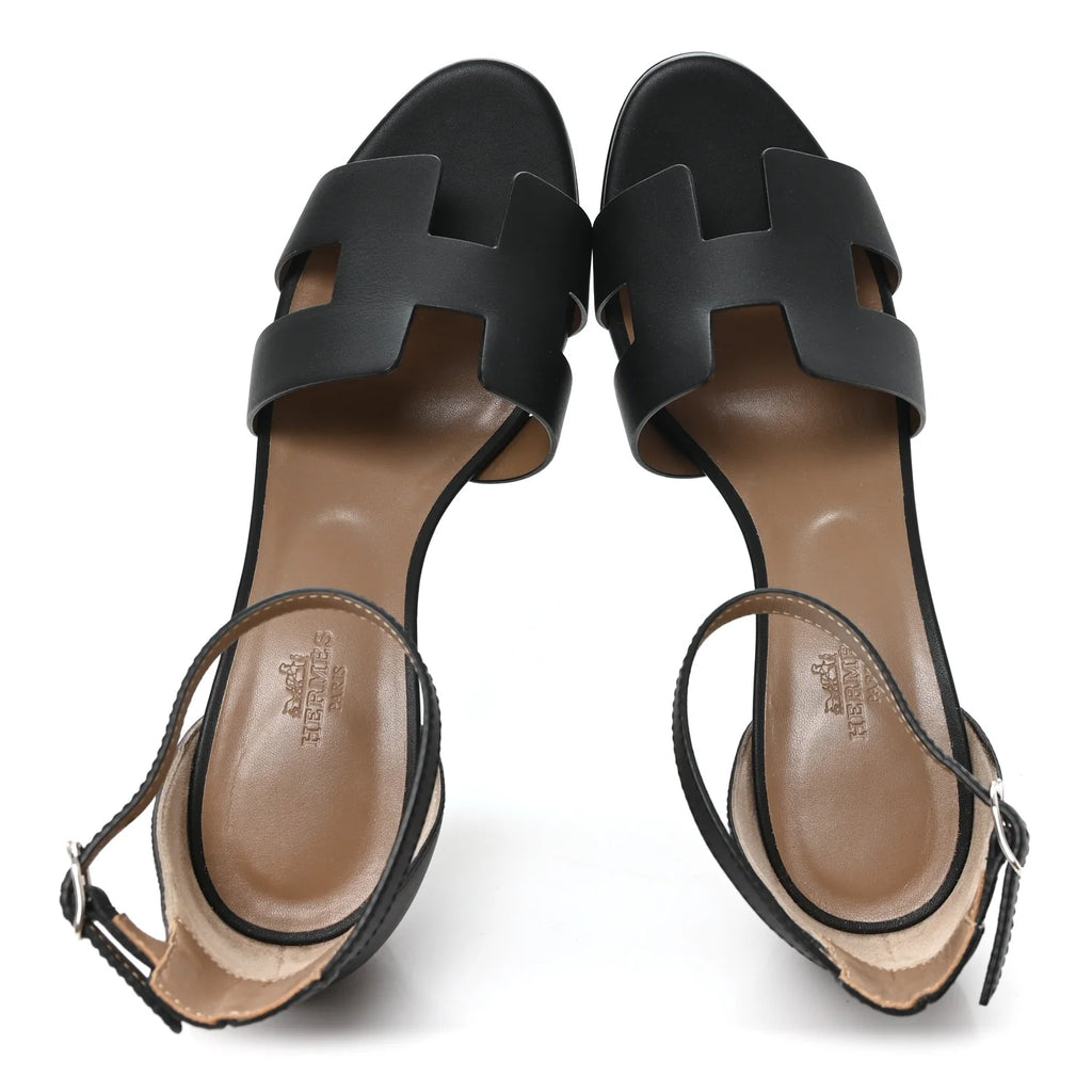 Hermes Black Leather Legend Sandals