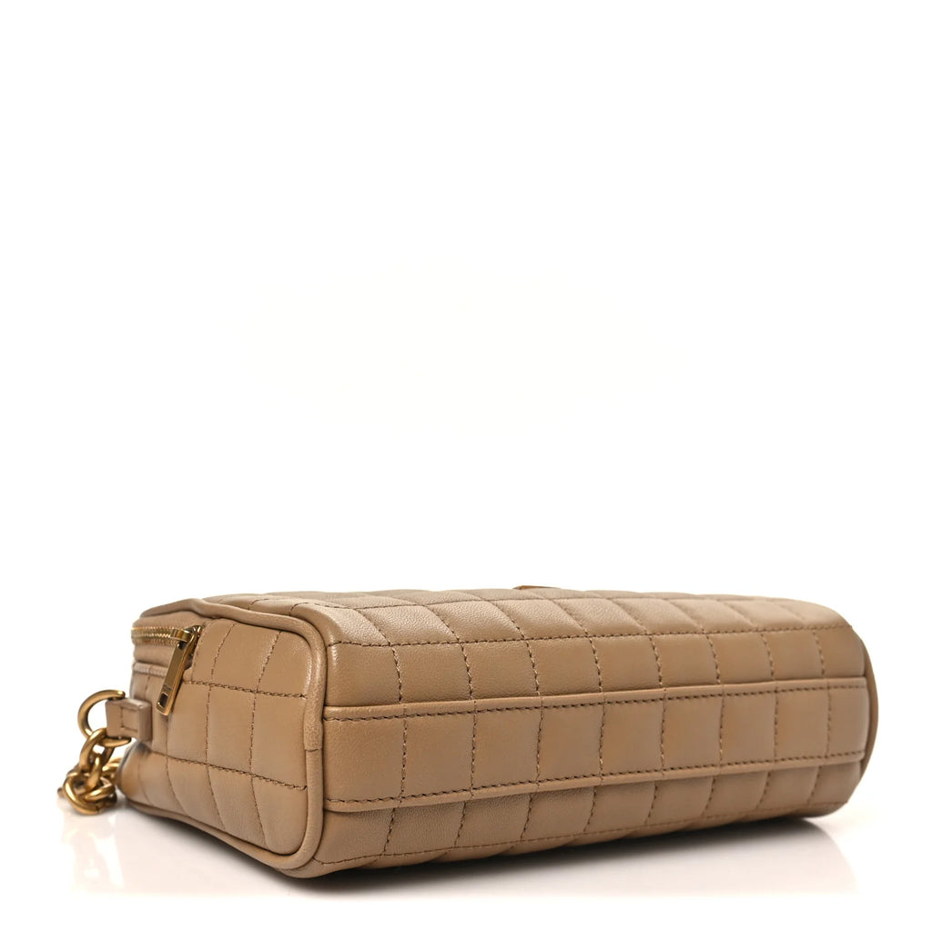 Saint Laurent Beige Quilted Camera Bag