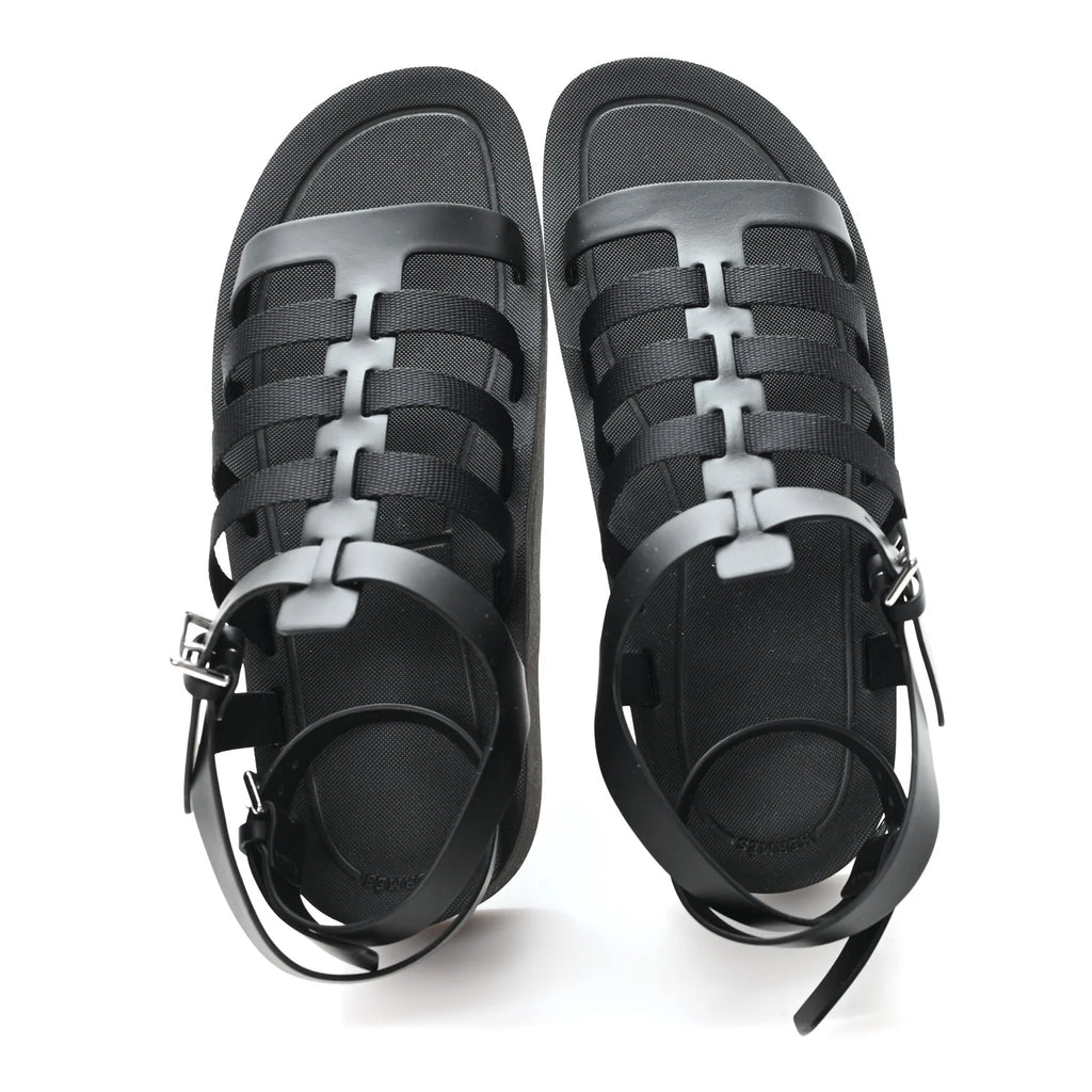 Prada Black Leather Platform Sandals