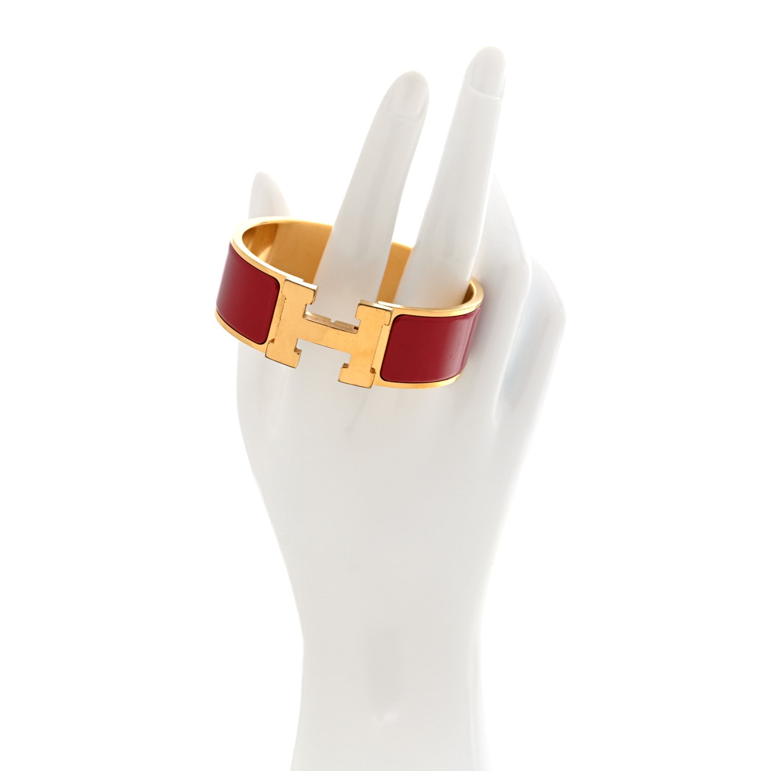 Hermes Red Enamel Gold Clic H Bracelet