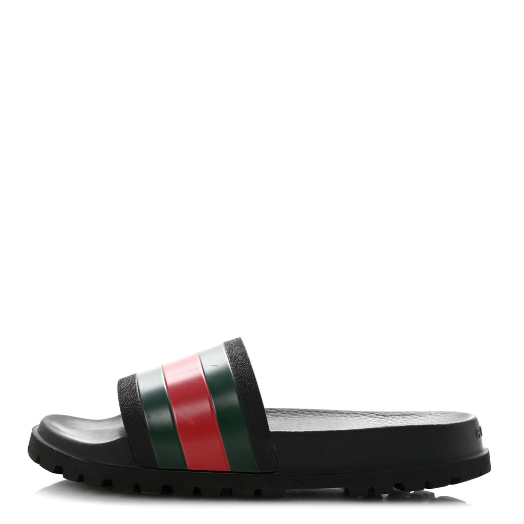 Gucci Web Stripe Rubber Slides
