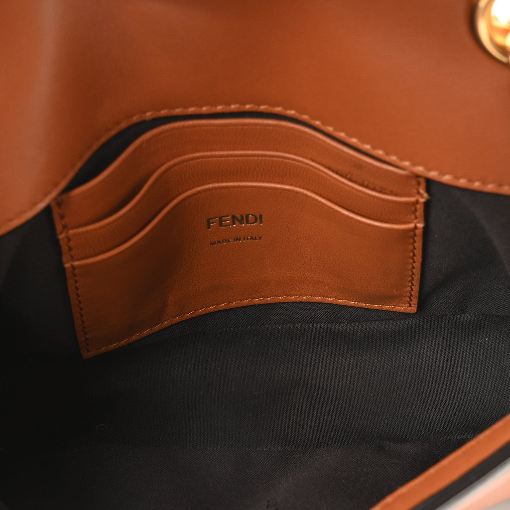 Fendi Brown Black Leather Baguette