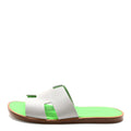 Hermes White Green Oran Sandals